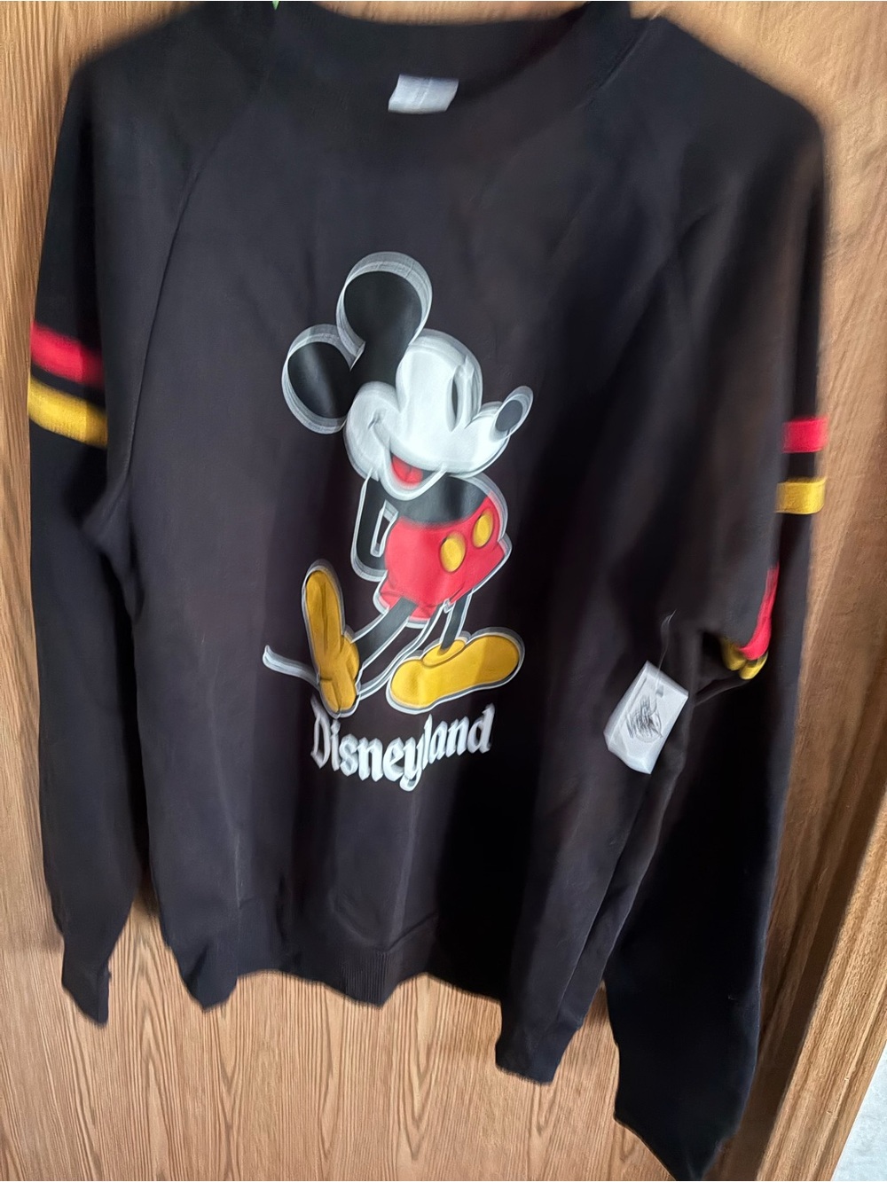 Disney Black Mickey Mouse Crewneck with Red and Yellow Accents